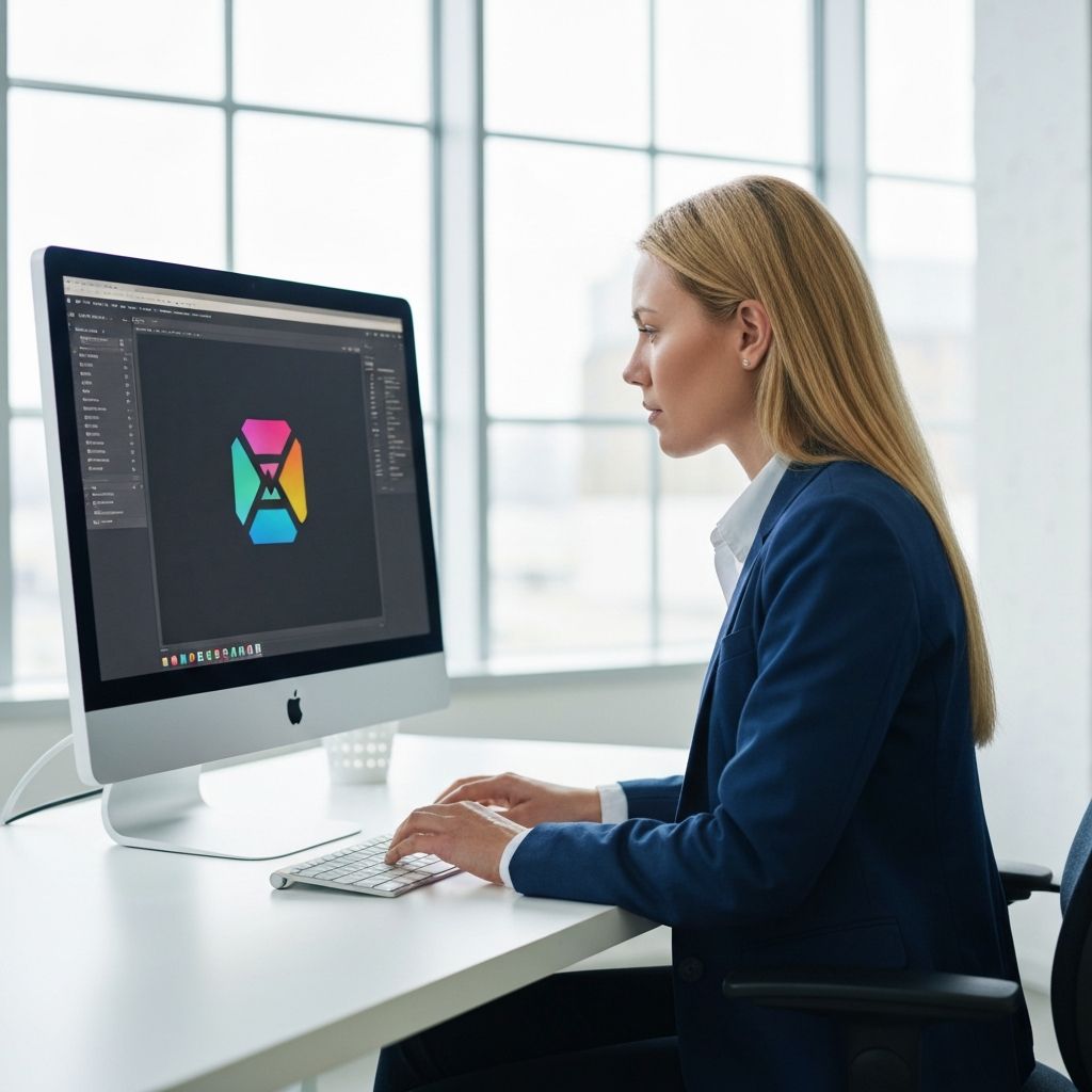 Graphic designer working on logo design