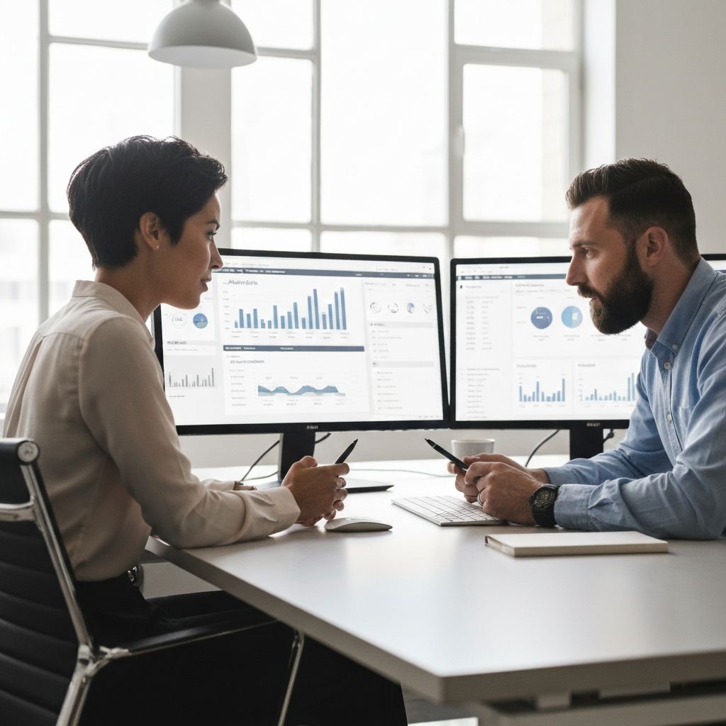 Marketing professionals analyzing campaign data