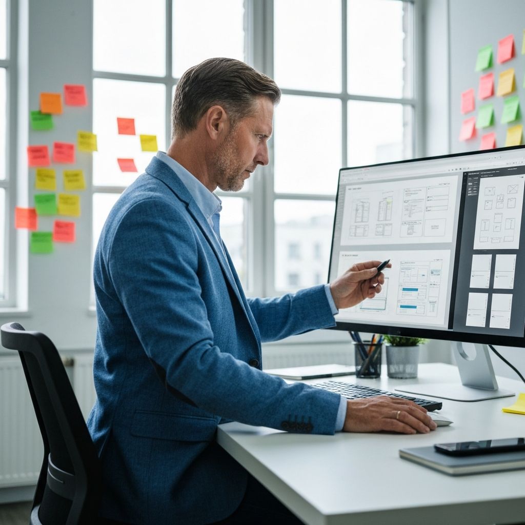 UX designer working on wireframes